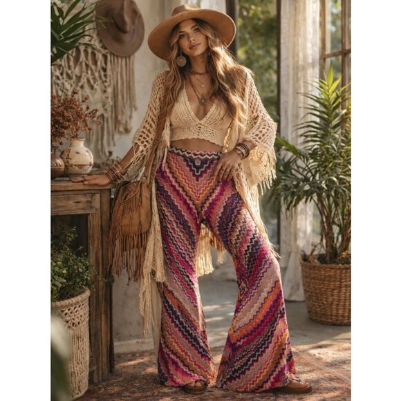 Missoni Pants - Missoni Chevron Wide-Leg Pants in Pink, Purple & Orange size EU 42 or US 10